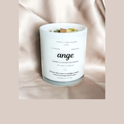 Handmade Angel Premium Soy Candle with Celestite Stone for Spiritual Connection and guidance