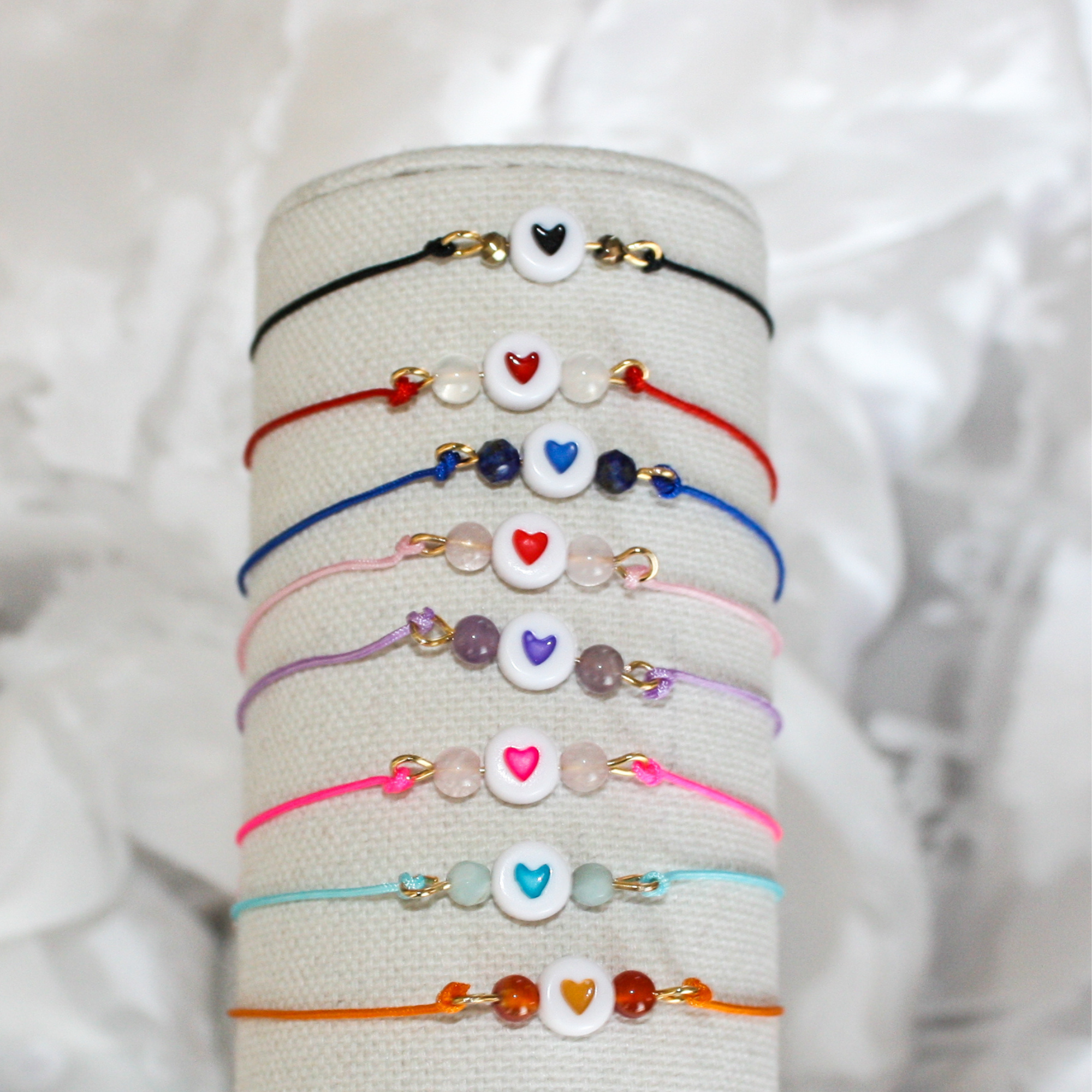 Crystal Heart Thread Bracelets